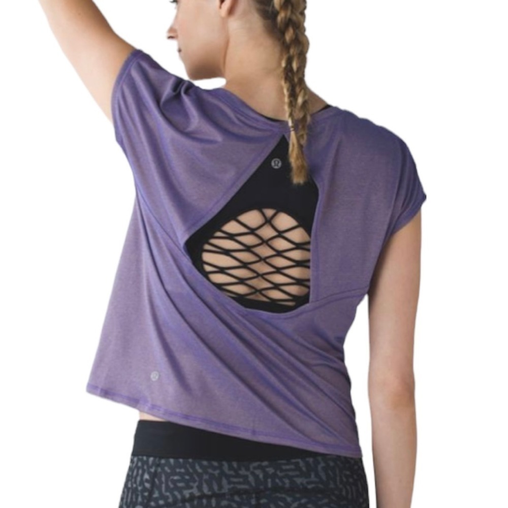 Lululemon Sweaty Or Not Crop Tee
Heathered Iris Flower / Gold size 8-10